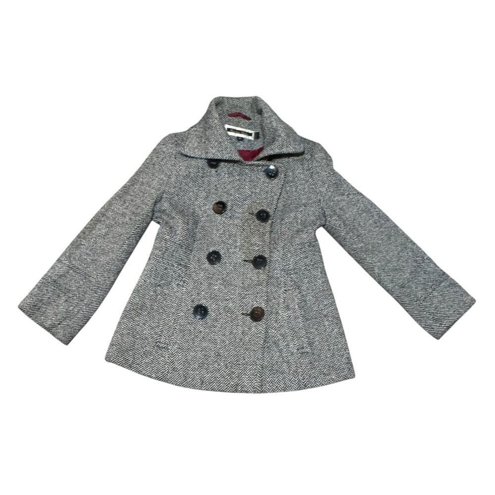 Kristen‎ Blake herringbone Italian wool blend double breasted Peacoat Sz 4p